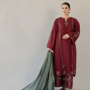 3 Pcs Women's Unstitched Embroidered Suit