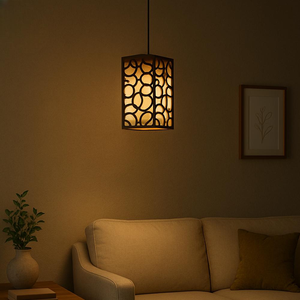 Golden Wooden Pendant Light 40 Inch Dark Brown - Image 3