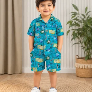 14 August 2 Pcs Dhanak Shirt And Shorts Set 3 to 8 Year Boys