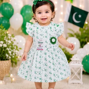 14 August 2 Pcs Girl's Fancy Frock And Trouser Set
