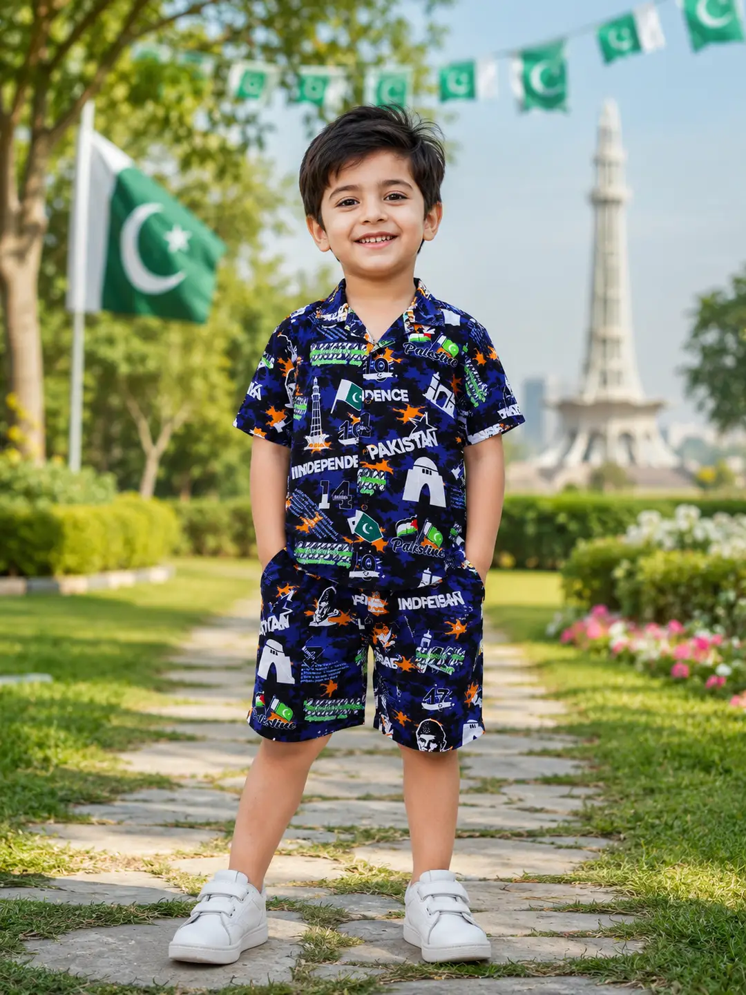 14 August 2 Pcs Dhanak Shirt And Shorts Set 3 to 8 Year Boys