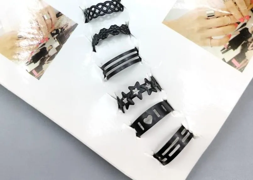 10Pcs Adjustable Black Gold Silver Rings Set for Men Women - Image 5