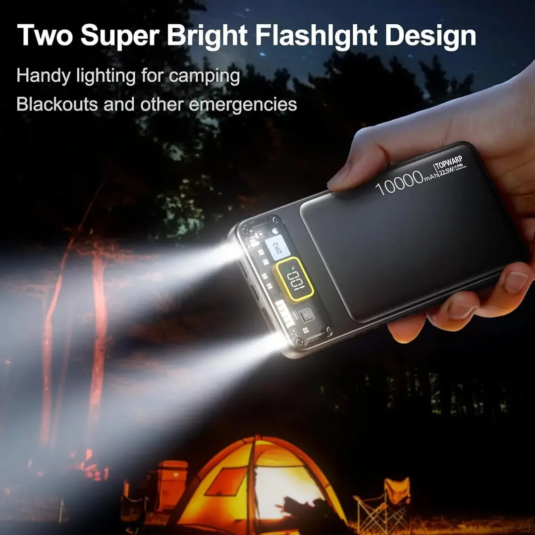 10000Mah Power Bank Slim Portable Charger Pd 22.5W Fast Charging 5V 3A Usb-C Output Battery Pack With Emergency Lighting Compatible Android Phones And Most Electronic Devices - Image 4