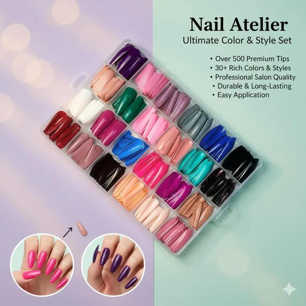 Nail Tips Set 24 Colors Professional Salon Quality