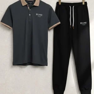Men Printed Track Suit Set MILANO Polyester Black