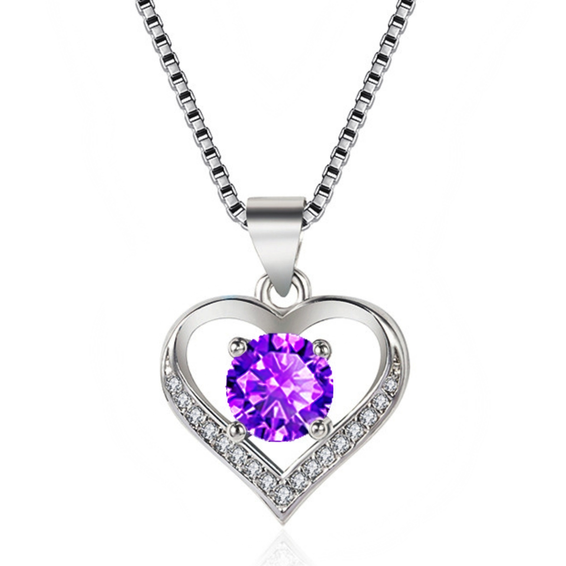 Silver Heart Pendant Necklace Korean Style Daily Wear - Image 3