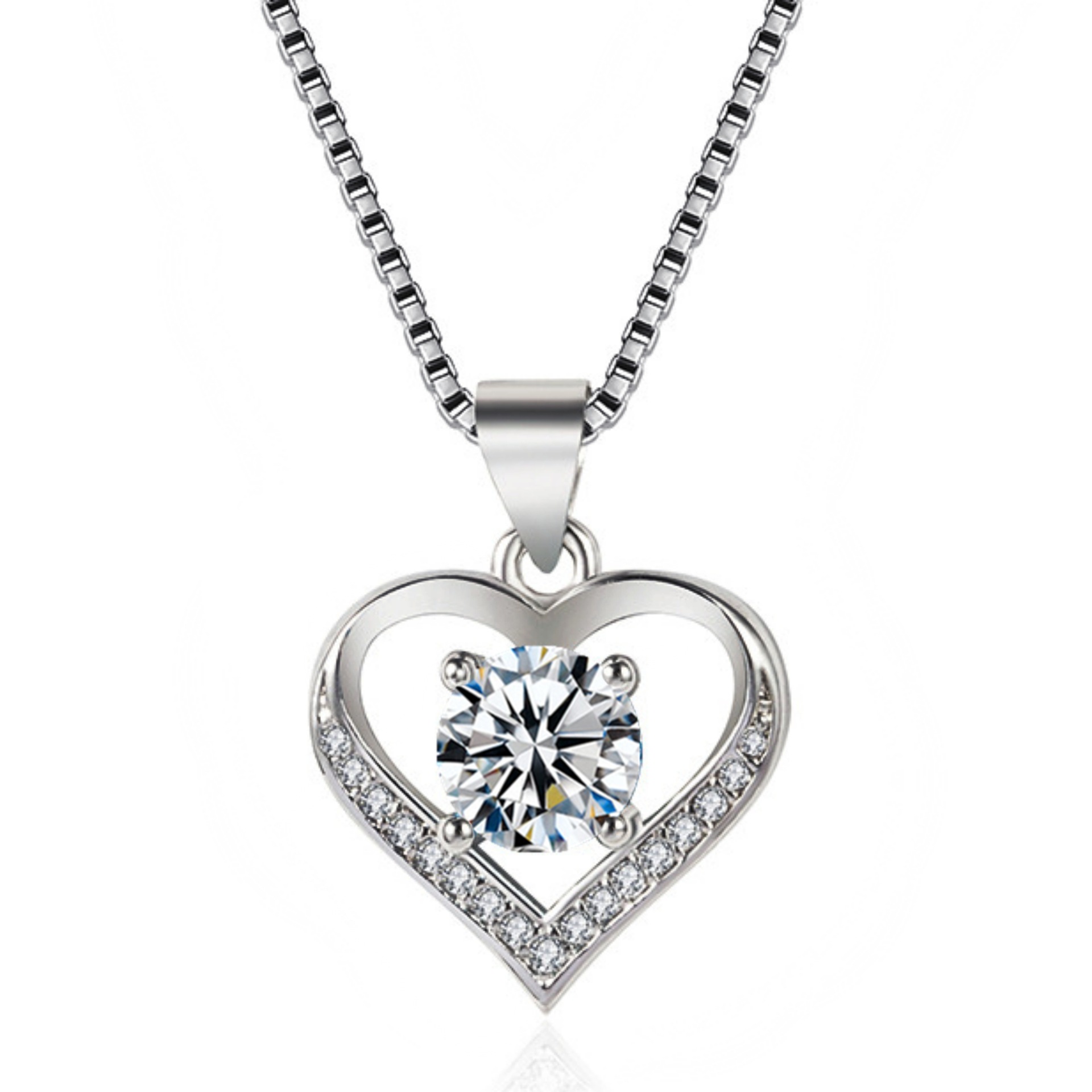 Silver Heart Pendant Necklace Korean Style Daily Wear - Image 5