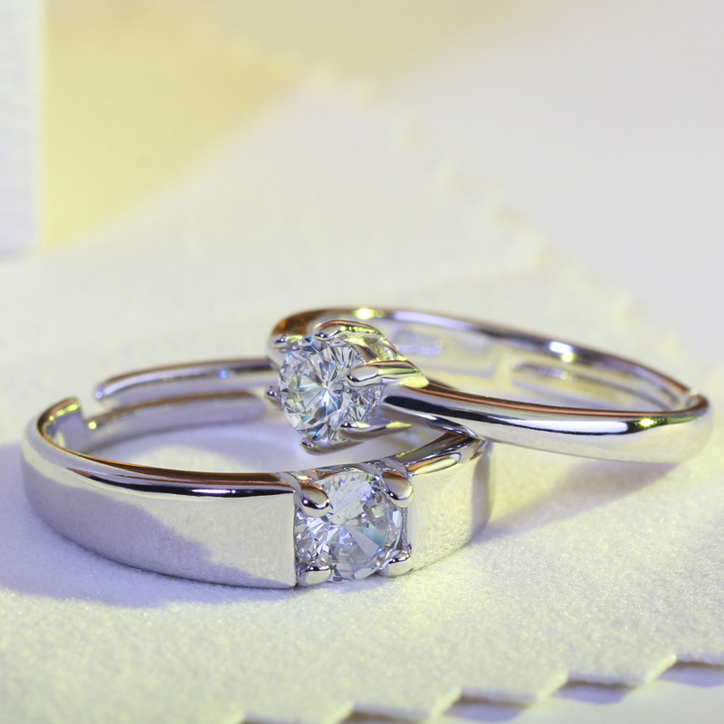 Korean Style Single Diamond Open Ring for Women Wedding 925 Silver - Image 3
