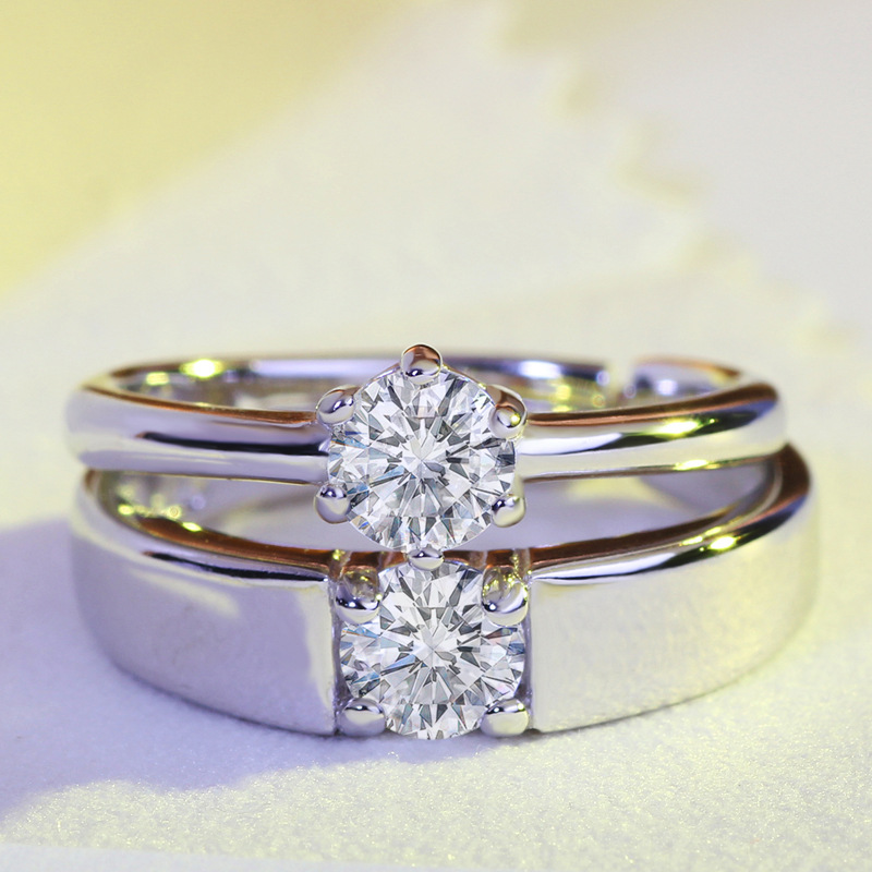 Korean Style Single Diamond Open Ring for Women Wedding 925 Silver - Image 4