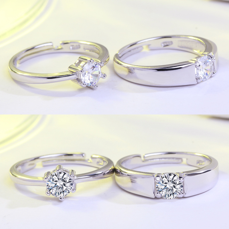 Korean Style Single Diamond Open Ring for Women Wedding 925 Silver - Image 5
