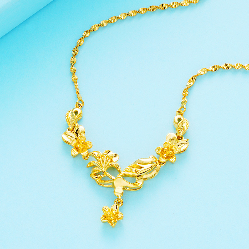 Gold Flower Necklace for Women Wedding Retro Style - Image 11