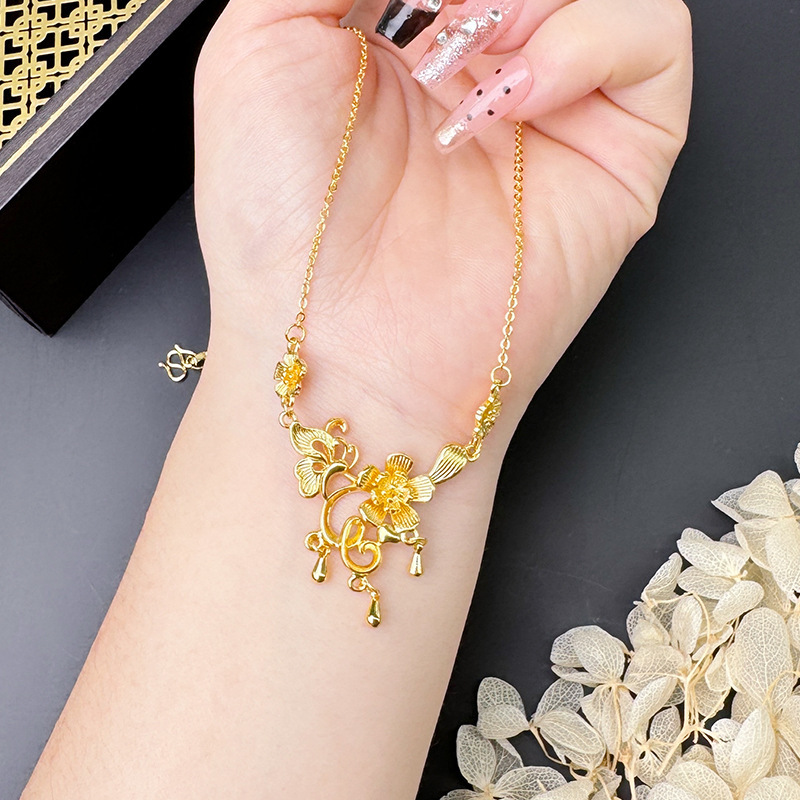 Gold Flower Necklace for Women Wedding Retro Style - Image 12