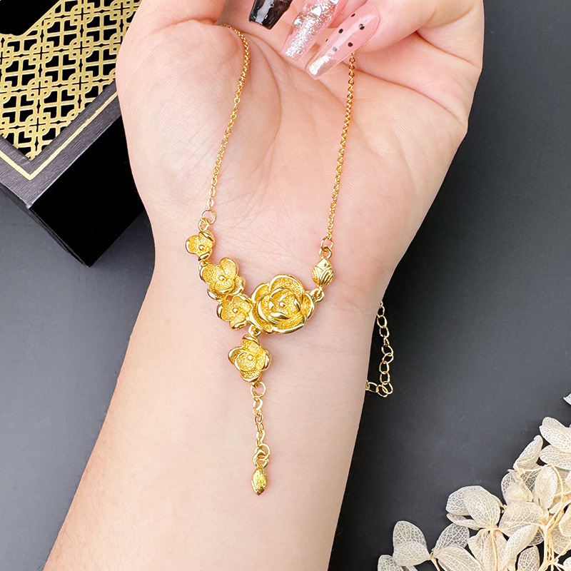 Gold Flower Necklace for Women Wedding Retro Style - Image 13