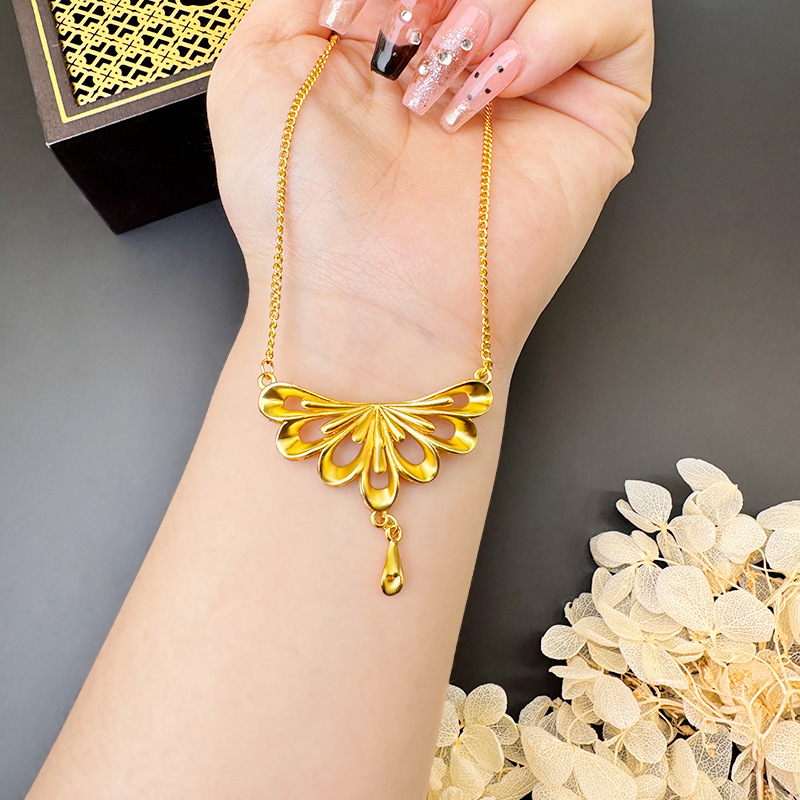 Gold Flower Necklace for Women Wedding Retro Style - Image 14