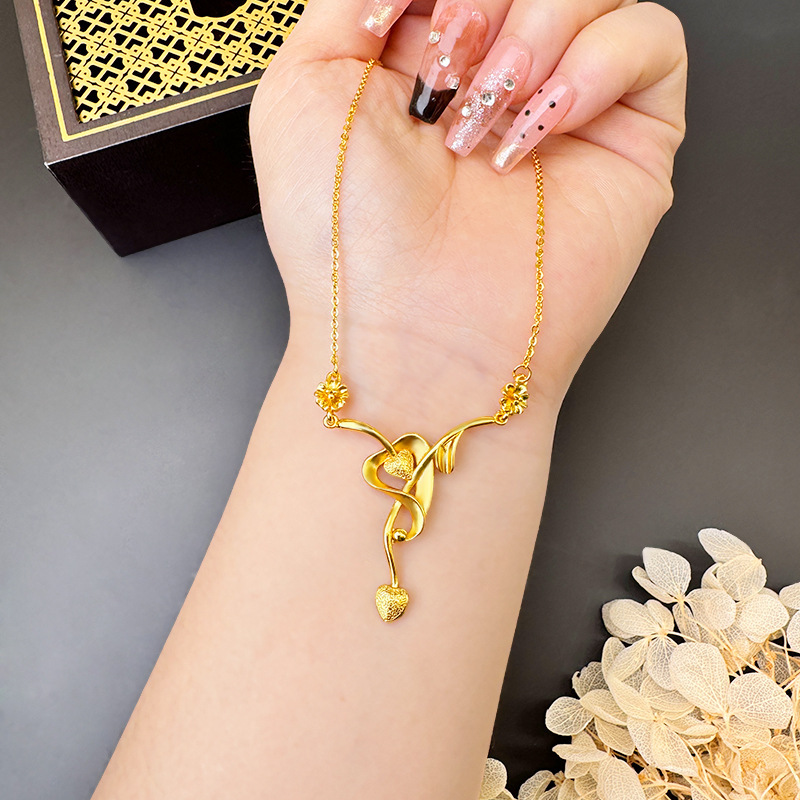 Gold Flower Necklace for Women Wedding Retro Style - Image 15