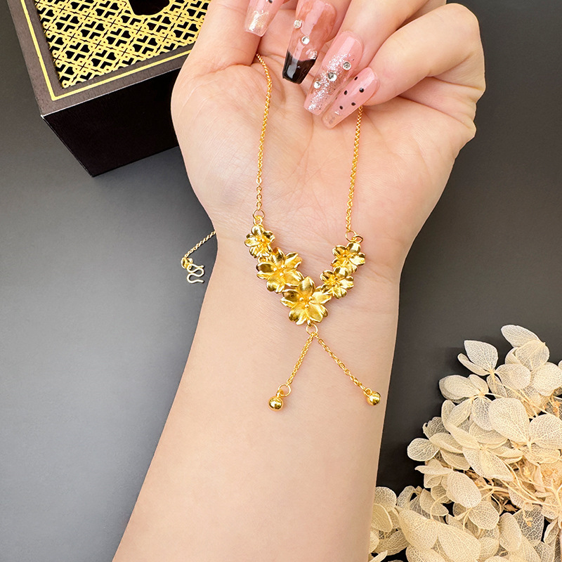 Gold Flower Necklace for Women Wedding Retro Style - Image 16