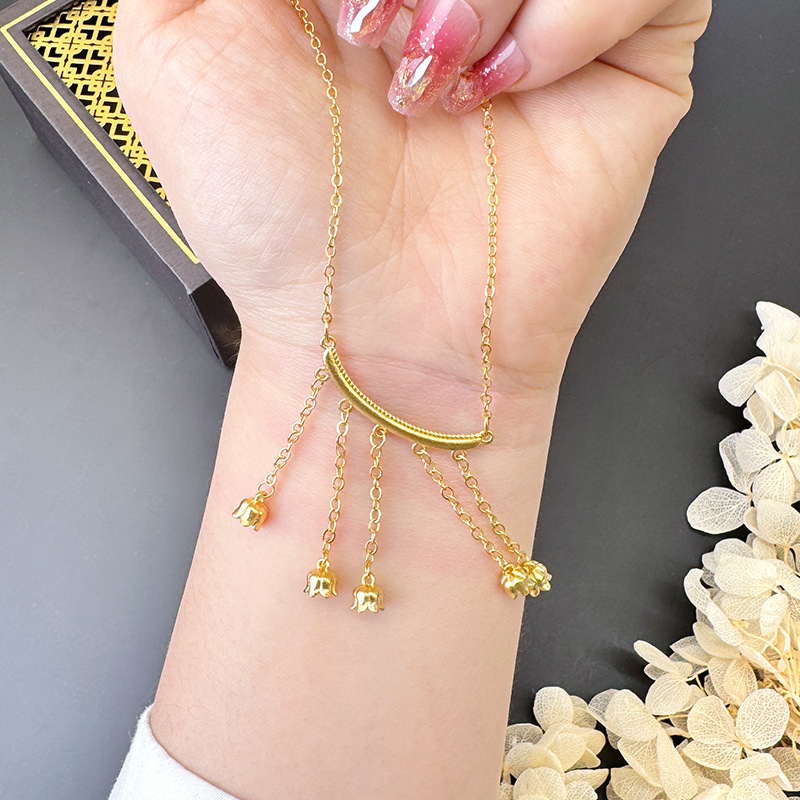 Gold Flower Necklace for Women Wedding Retro Style - Image 18