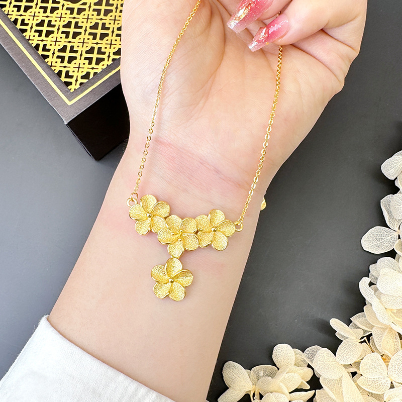 Gold Flower Necklace for Women Wedding Retro Style - Image 19