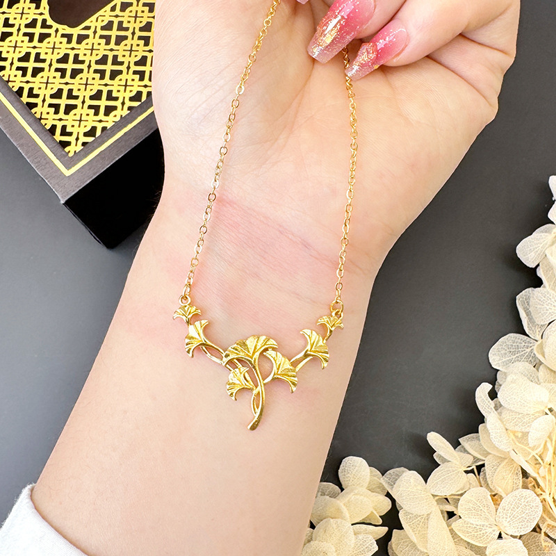 Gold Flower Necklace for Women Wedding Retro Style - Image 20