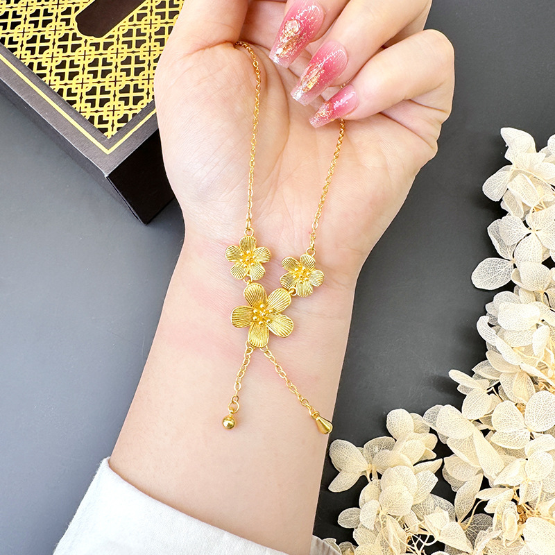 Gold Flower Necklace for Women Wedding Retro Style - Image 21