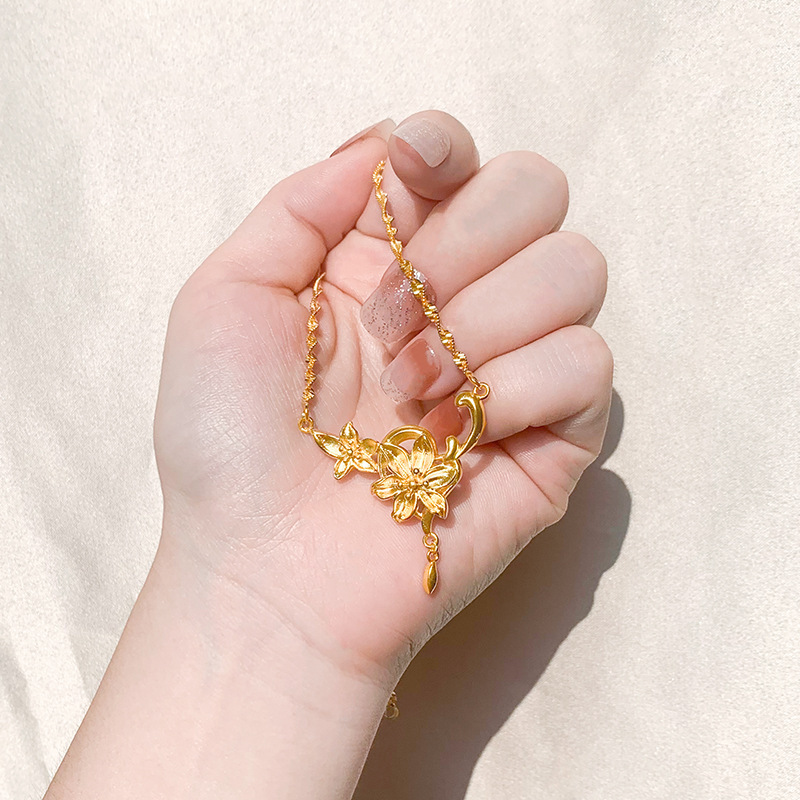 Gold Flower Necklace for Women Wedding Retro Style - Image 23