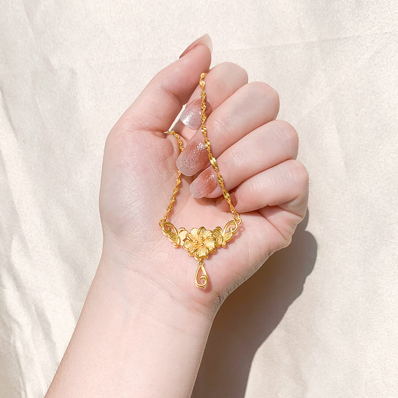 Gold Flower Necklace for Women Wedding Retro Style - Image 24