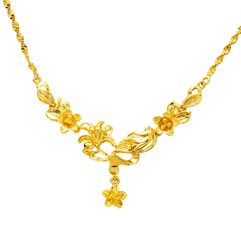 Gold Flower Necklace for Women Wedding Retro Style - Image 5