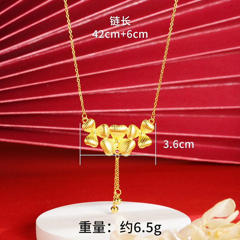Gold Flower Necklace for Women Wedding Retro Style - Image 9