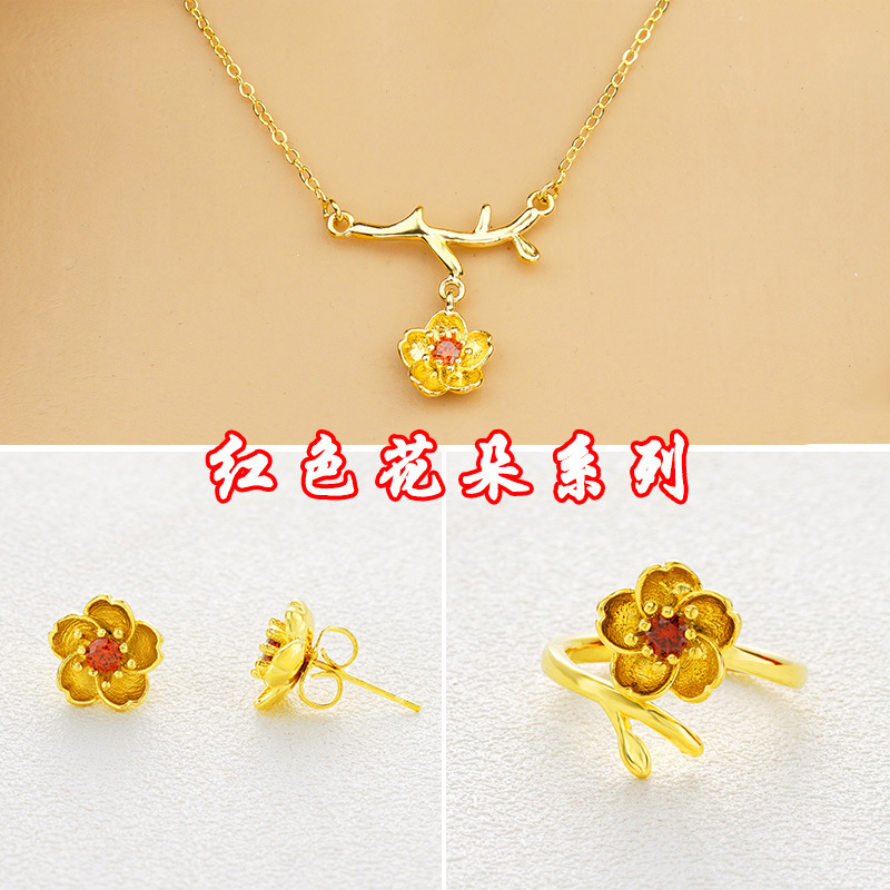 Gold Plated Daisy Jewelry Set for Women - Image 3