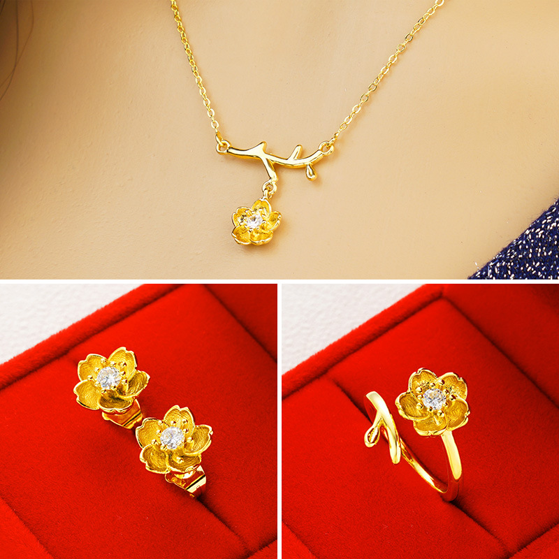 Gold Plated Daisy Jewelry Set for Women - Image 4
